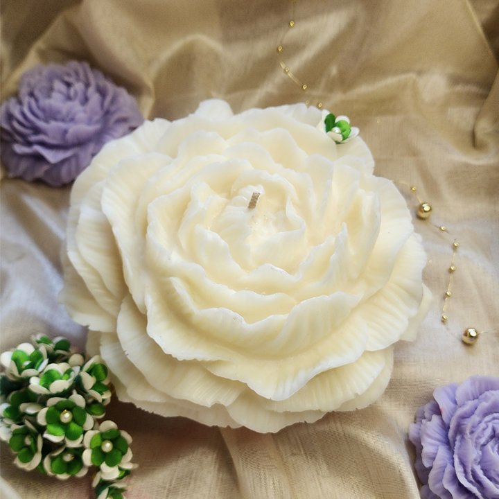 Large Peony Flower Candle